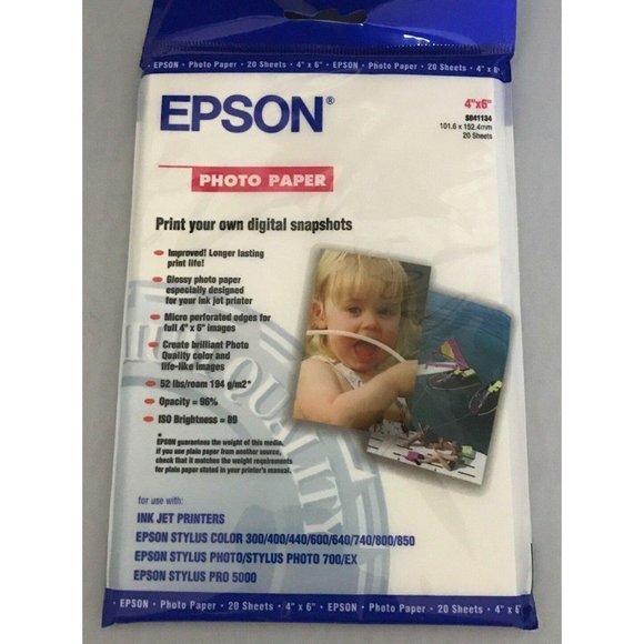 epson Office Epson Glossy Photo Paper 4x6 36 Sheets So4134 Poshmark